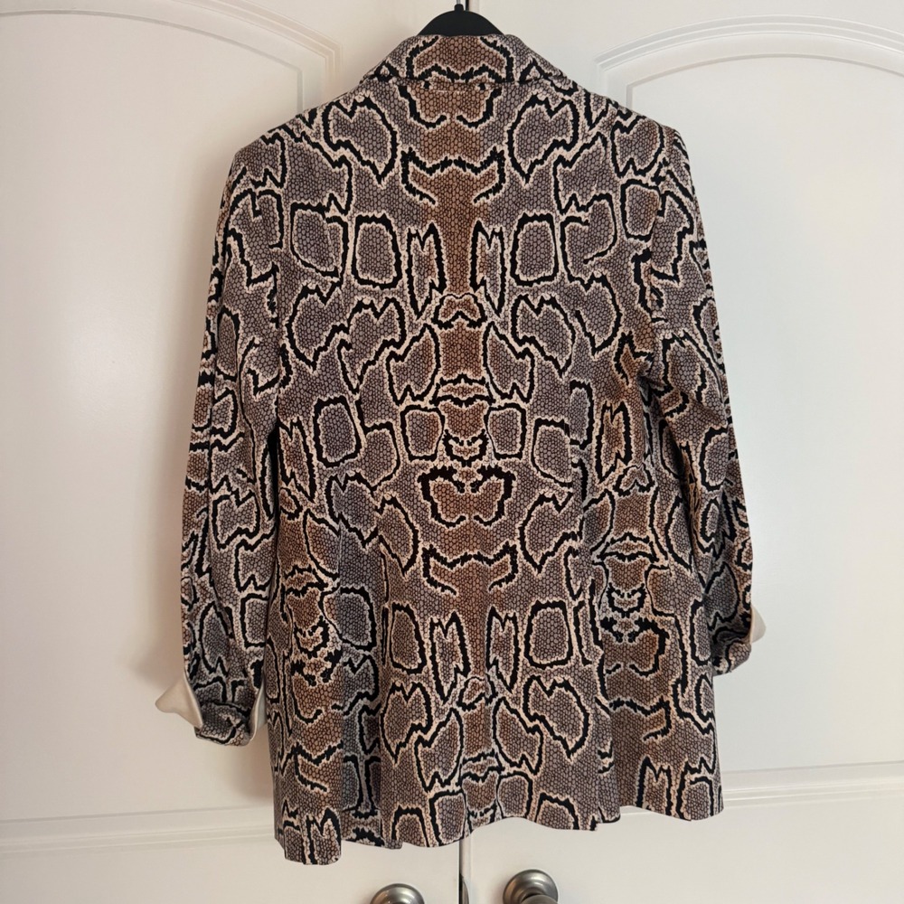 Cabi Python Blazer Snakeskin Print Double Breasted Jacket Brown Tan Womens 8 - Picture 3 of 3